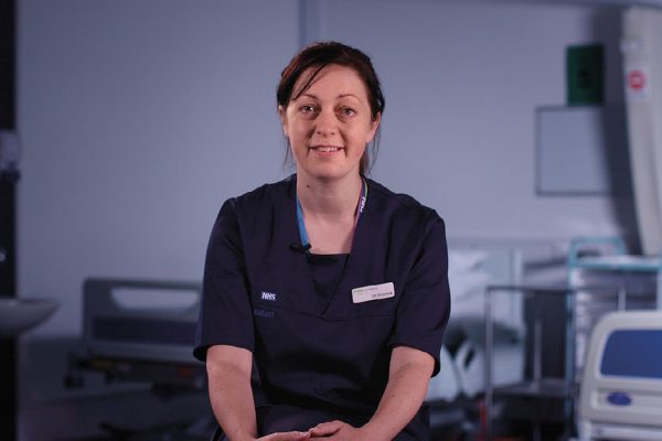 Photo of Dr Ruth Sharrock in hospital